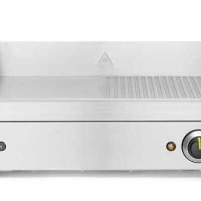 Grelha com metade da superfície canelada, 1/2 plano, 1/2 canelado, 230V/2400W, 550x435x(H)245mm