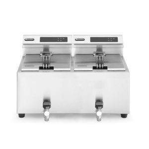 Fritadeira digital  com torneira de drenagem – 2 x 8 L, 16L, 230V/7000W, 605x515x(H)350mm