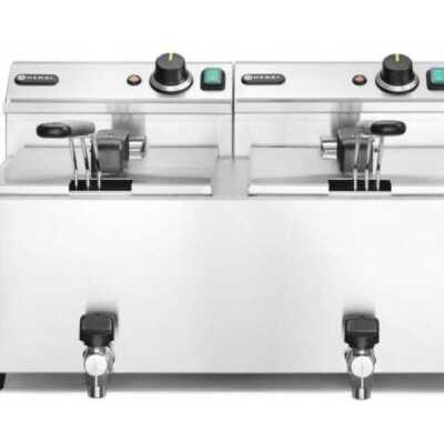 Fritadeira profunda  com torneira de drenagem, 2 × 8 l, 16L, 230V/7000W, 610x515x(H)369mm