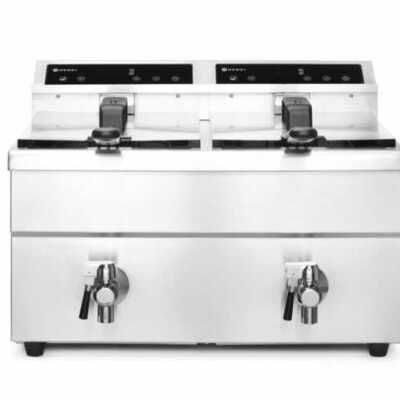 Fritadeira de indução com torneira de drenagem – 2 x 8 L, 16L, 230V/7000W, 577x609x(H)410mm