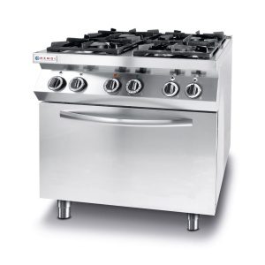 Fogão a gás  com 4 bicos e forno elétrico de convecção GN 1/1, 230V/3000W, 19kW, 800x722x(H)900mm