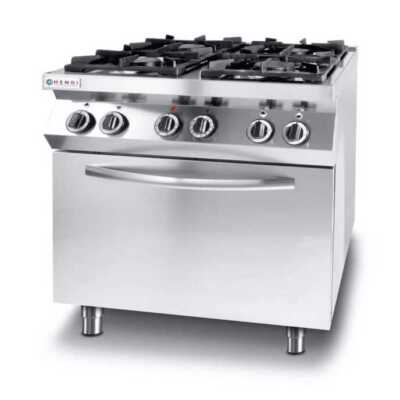 Fogão a gás  com 4 bicos e forno elétrico de convecção GN 1/1, 230V/3000W, 19kW, 800x722x(H)900mm