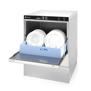 Máquina de lavar loiça 50x50 - controlo eletromecânico, com bomba de drenagem e detergente, 400V/6600W, 576x645x(H)837mm