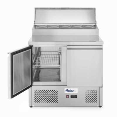 Bancada frigorífica para ingredientes de duas portas com expositor GN elevado 300 L, 230V/310W, 900x702x(H)1265mm