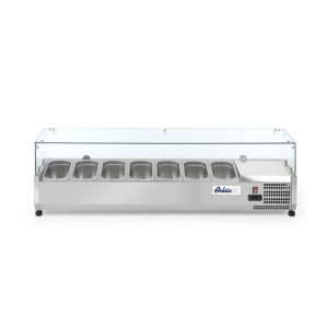 Vitrina expositora refrigerada GN 1/4, 7x GN 1/4, 230V/180W, 1505x335x(H)460mm