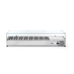 Vitrina expositora refrigerada GN 1/4, 8x GN 1/4, 230V/180W, 1805x335x(H)460mm