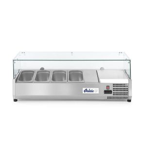 Vitrina expositora refrigerada GN 1/3, 4x GN 1/3, 230V/180W, 1208x400x(H)456mm