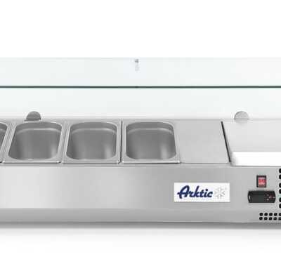Vitrina expositora refrigerada GN 1/3, 4x GN 1/3, 230V/180W, 1208x400x(H)456mm