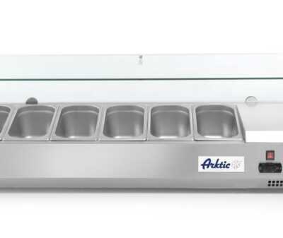 Vitrina expositora refrigerada GN 1/3, 6x GN 1/3, 230V/180W, 1405x420x(H)456mm