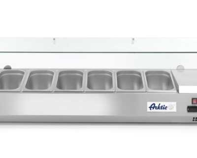 Vitrina expositora refrigerada GN 1/3, 7x GN 1/3, 230V/180W, 1605x420x(H)460mm