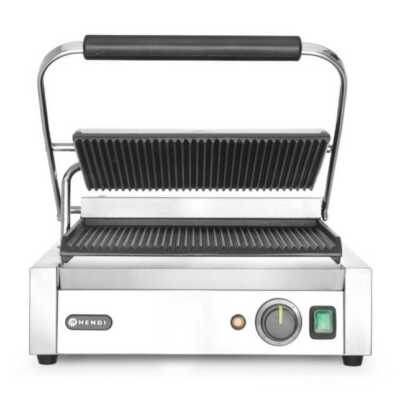 Grelha de contacto Panini, fundo e parte superior canelados, 230V/2200W, 432x396x(H)214mm