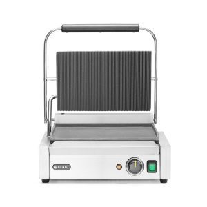 Grelha de contacto Panini, parte superior canelada e fundo liso, 230V/2200W, 430x370x(H)514mm