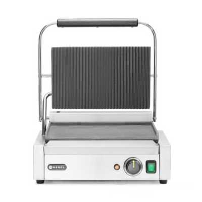 Grelha de contacto Panini, parte superior canelada e fundo liso, 230V/2200W, 430x370x(H)514mm