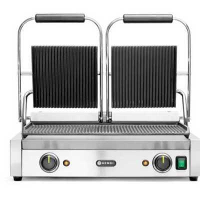 Grelha de contacto - versão dupla, fundo e parte superior canelados, 230V/3600W, 570x395x(H)510mm