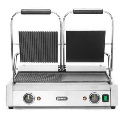 Grelha de contacto - versão dupla, metade lisa, metade canelada, 230V/3600W, 575x430x(H)510mm