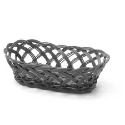 Cestos com laterais em tecido, oval, Preto, 225x130x(H)55mm