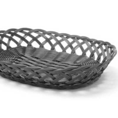 Cestos com laterais em tecido, oval, Preto, 320x230x(H)55mm