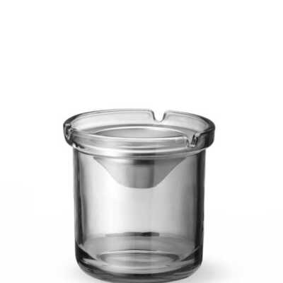 Cinzeiro de vidro com funil de aço, ø98x(H)99mm