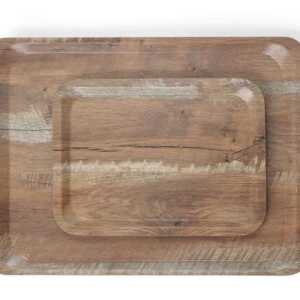 Tabuleiro para servir em melamina com padrão de madeira, Madeira, 240x340mm