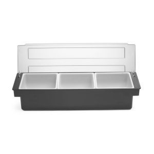 Caixa para ingredientes - 3 compartimentos, Preto, 480x150x(H)100mm