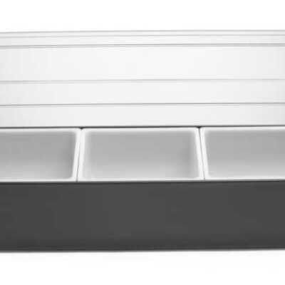 Caixa para ingredientes - 3 compartimentos, Preto, 480x150x(H)100mm