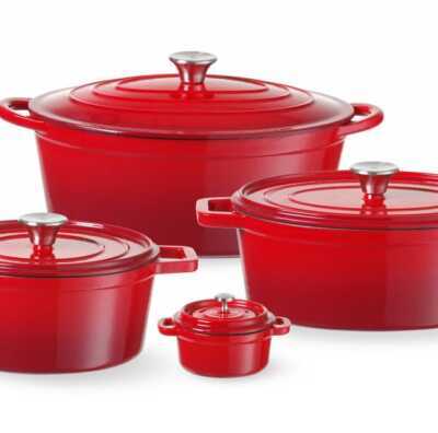 Caçarola de ferro fundido esmaltado, 0,27L, Vermelho, 130x100x(H)48mm