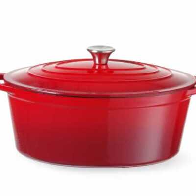 Caçarola de ferro fundido esmaltado, 6,88L, Vermelho, 405x255x(H)134mm
