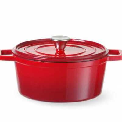 Caçarola de ferro fundido esmaltado, 3,7L, Vermelho, 317x240x(H)105mm