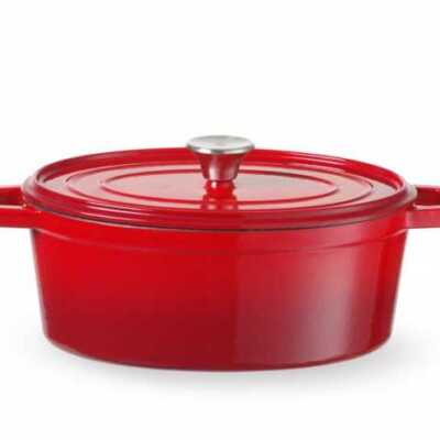 Caçarola de ferro fundido esmaltado, 4,4L, Vermelho, 365x290x(H)115mm