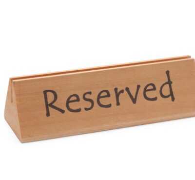 Sinal de mesa reservada, "reserved", 152x44x(H)44mm