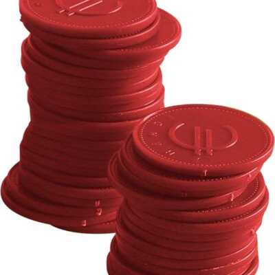 Fichas de consumo - 100 unidades, Vermelho, 100 pcs. , ø25mm