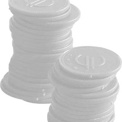Fichas de consumo - 100 unidades, Branco, 100 pcs. , ø25mm