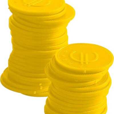Fichas de consumo - 100 unidades, Amarelo, 100 pcs. , ø25mm