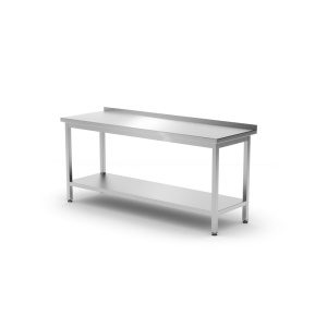 Mesa de trabalho borda e prateleira  - aparafusada, profundidade: 600 mm, 1800x600x(H)850mm
