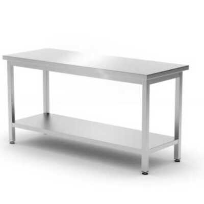 Mesa de trabalho com prateleira - aparafusada, profundidade: 600 mm, 1600x600x(H)850mm