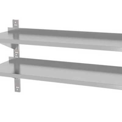Prateleira dupla de parede ajustável, com dois suportes em aço, 1000x300x(H)600mm