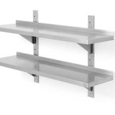 Prateleira dupla de parede ajustável, com dois suportes em aço, 1200x300x(H)600mm