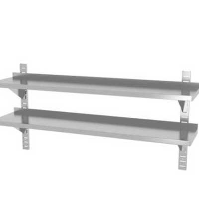 Prateleira dupla de parede ajustável, com dois suportes em aço, 1400x300x(H)600mm