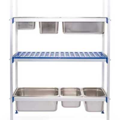 Estante de armazenamento em alumínio para recipientes GN, 1120x355x(H)1685mm