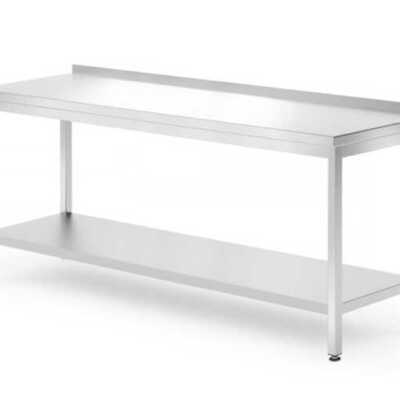 Mesa de trabalho de parede com prateleira – aparafusada, profundidade: 700 mm., 1800x700x(H)850mm