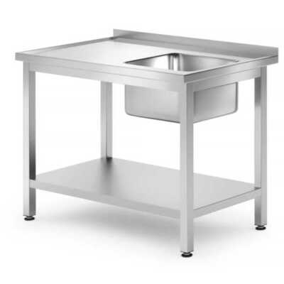 Mesa com lava-loiças e prateleiras, lava-loiças individuais, Direita, 1000x700x(H)850mm