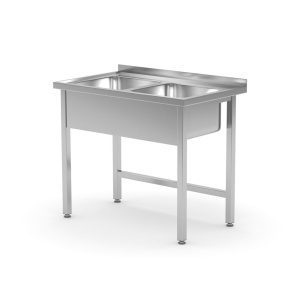 Mesa com lavatório - soldado, 2 pias, profundidade: 600mm, 1000x600x(H)850mm