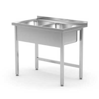 Mesa com lavatório - soldado, 2 pias, profundidade: 600mm, 1000x600x(H)850mm