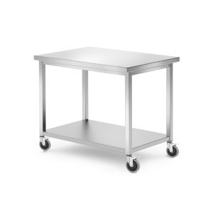 Mesa móvel com uma prateleira - aparafusada, profundidade: 700 mm, 1000x700x(H)850mm