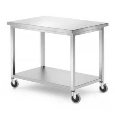 Mesa móvel com uma prateleira - aparafusada, profundidade: 700 mm, 1000x700x(H)850mm