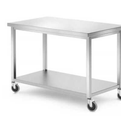 Mesa móvel com prateleira - aparafusada, profundidade: 600mm, 1200x600x(H)850mm