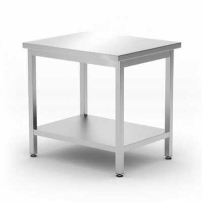 Mesa de trabalho central com prateleria - aparafusada, profundidade: 600mm, 800x600x(H)850mm