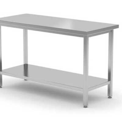 Mesa de trabalho central com prateleria - aparafusada, profundidade: 600mm, 1000x600x(H)850mm