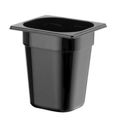 Recipiente Gastronorm 1/6, GN 1/6, 3,4L, Preto, 176x162x(H)200mm