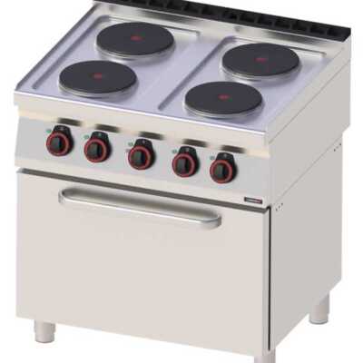 Fogão elétrico 4 bocas com forno elétrico ventilado GN 1/1 80